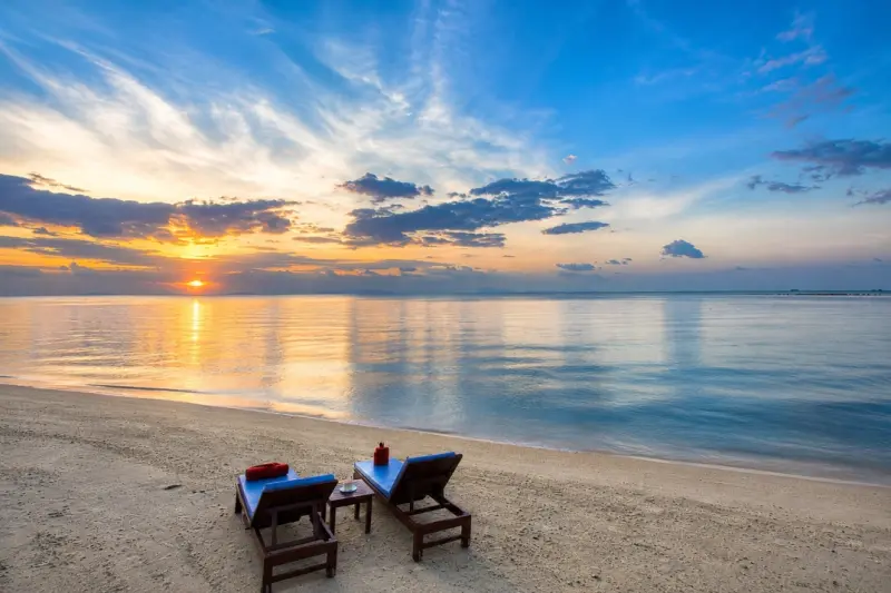 beachfront villa sunset