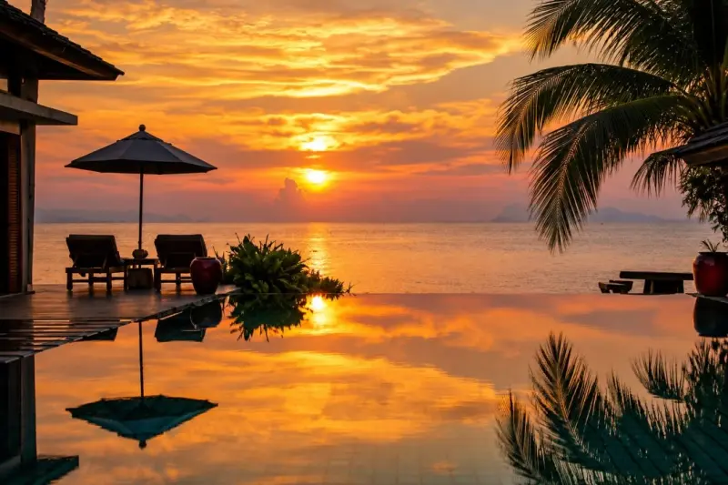Izba Villa Ayundra v Villa Ayundra Co.,Ltd. – beachfront sunset Koh Samui